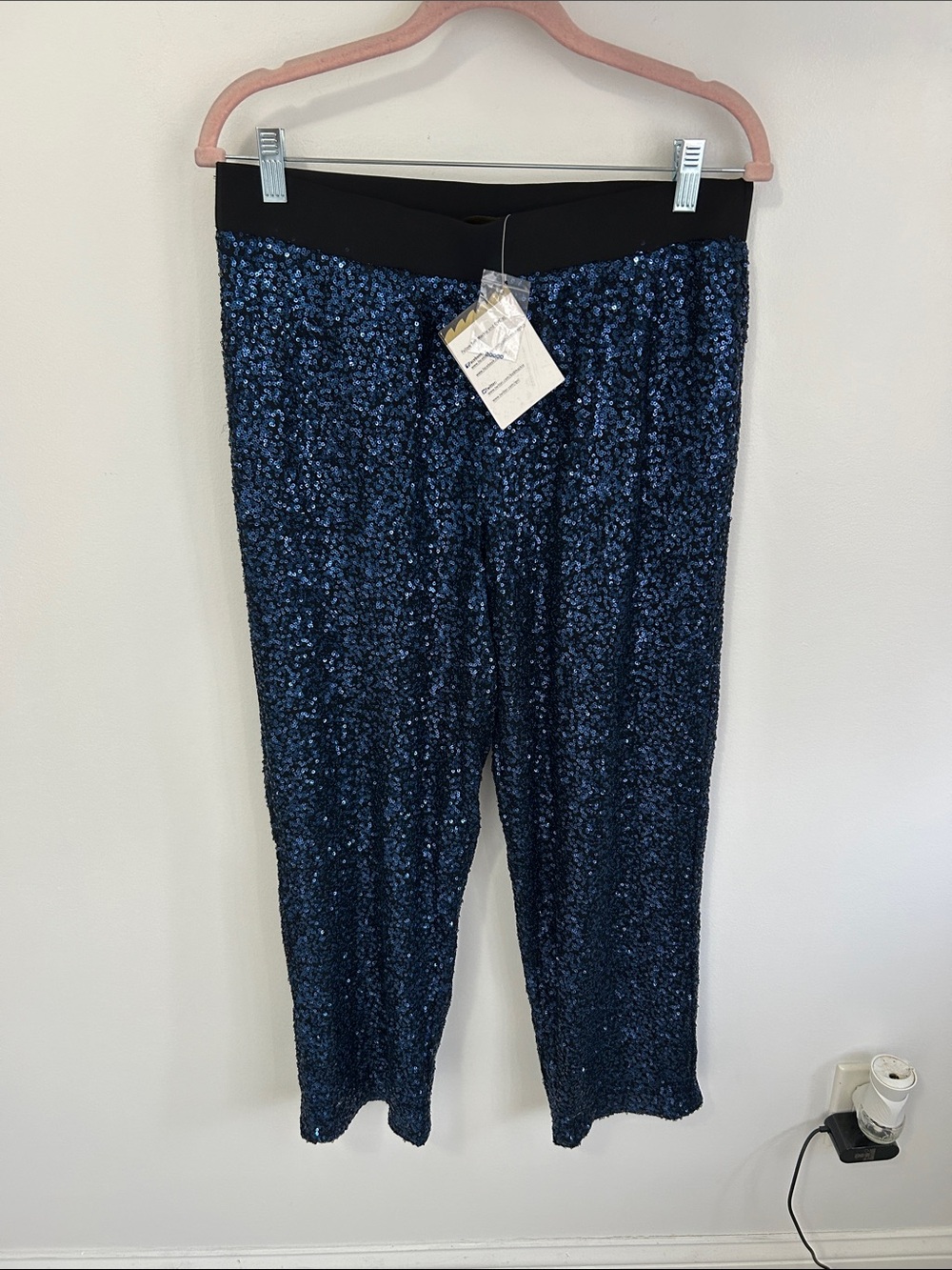 Bob Mackie Blue Sequin Pull On Pants